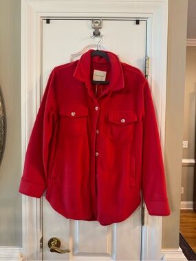 Thread & Supply Red Utility Fleece Shacket